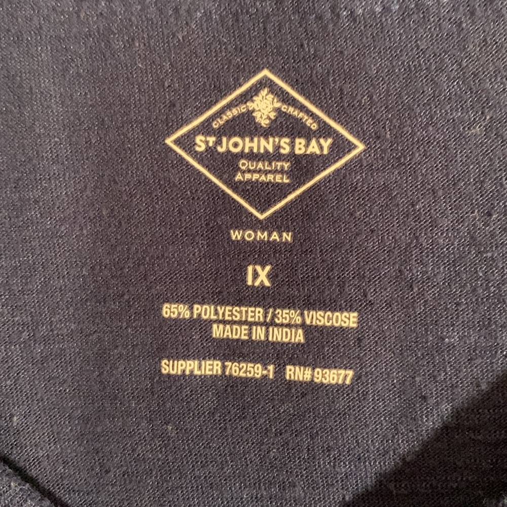 St. John's Bay Blue Embroidered V-Neck Cut Out Sleeves Top - Picture 3 of 9